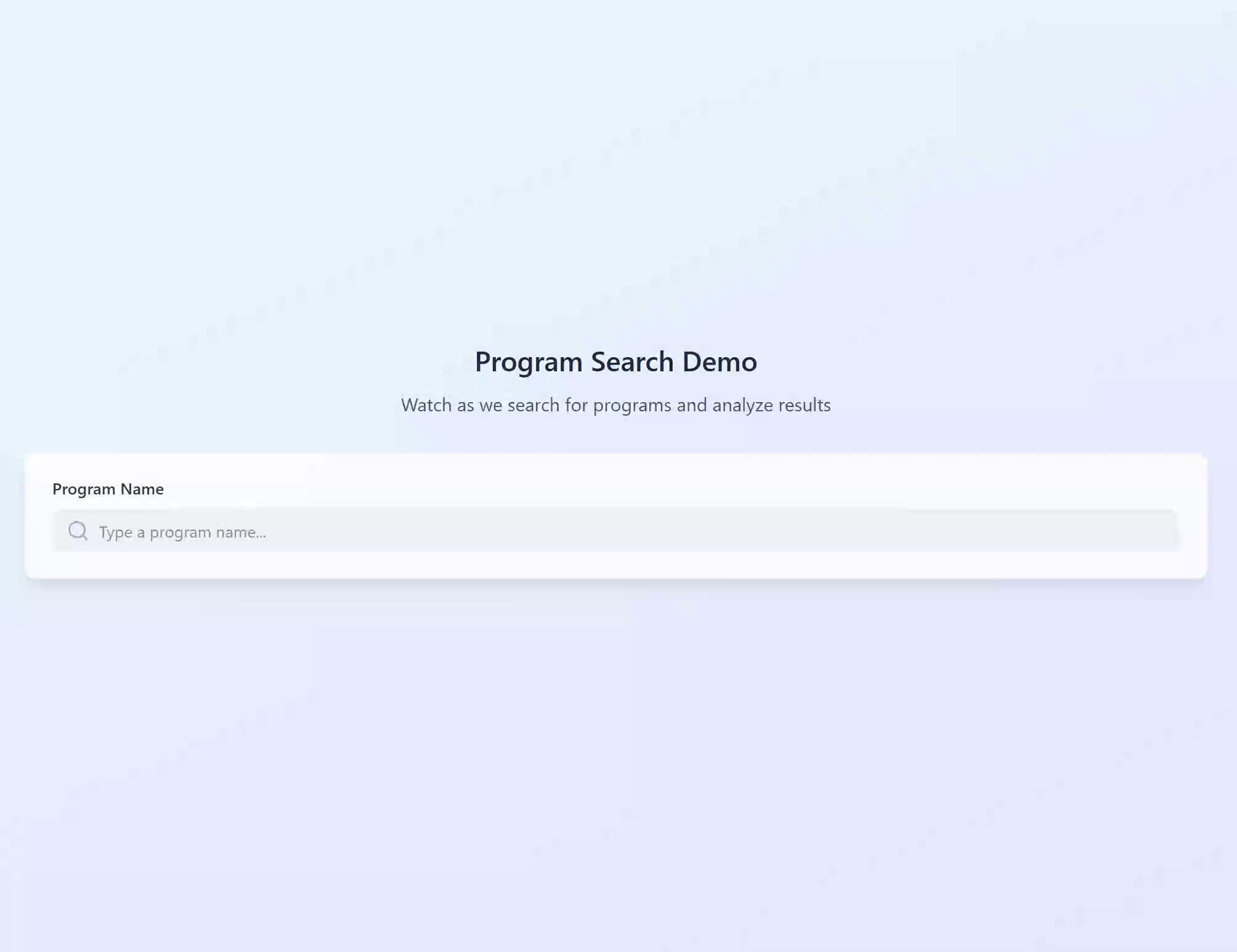 Higher Education Program Search Feature